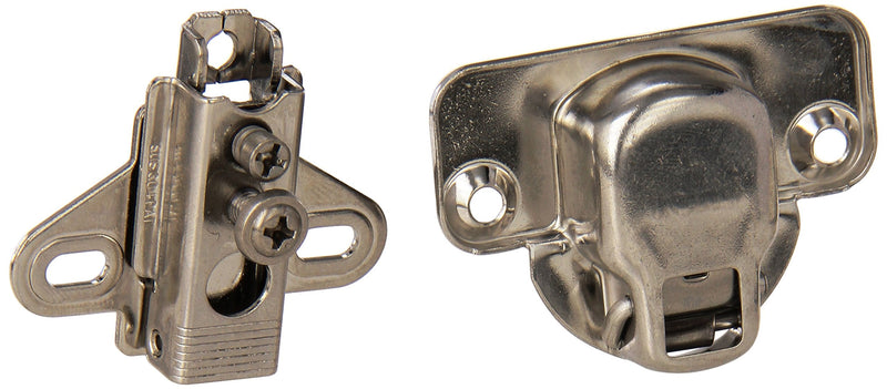 Stainless steel LAMP by Sugatsune concealed spring hinge showing its sleek, hidden design for cabinetry or furniture.