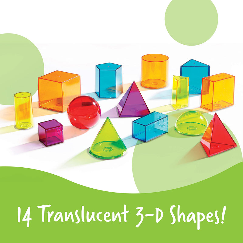 [Australia - AusPower] - Learning Resources View-Thru Geometric Solids, Geometry Helper, 14 Pieces, Ages 8+ 