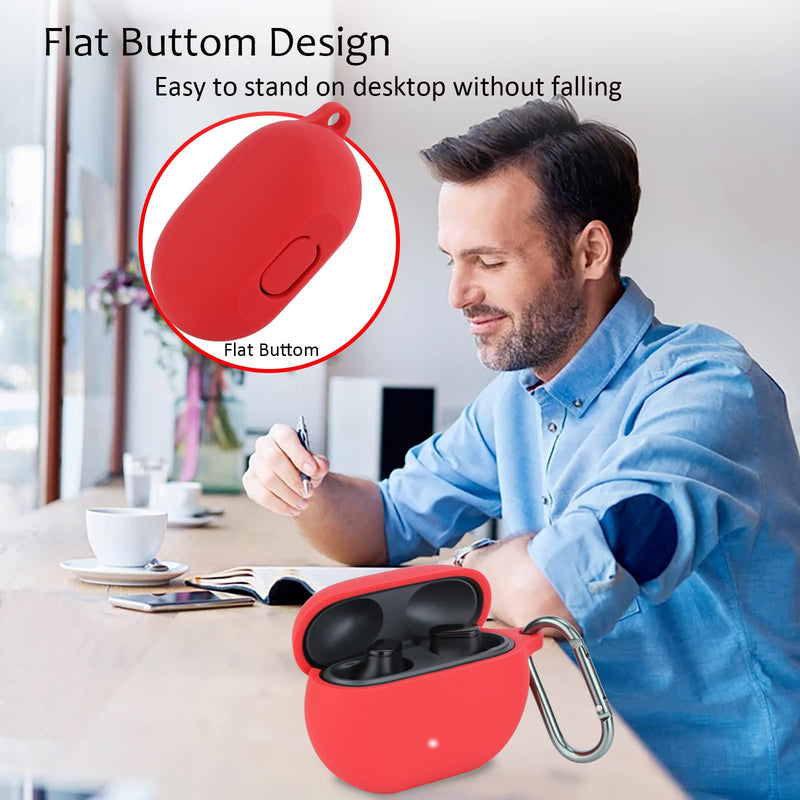 [Australia - AusPower] - Case Cover Replacement for 2021 New Apple Beats Studio Buds Wireless Earbuds, Red Heavy Duty Silicone Protective Skin Sleeve with Key Chain Accessories - LEFXMOPHY 