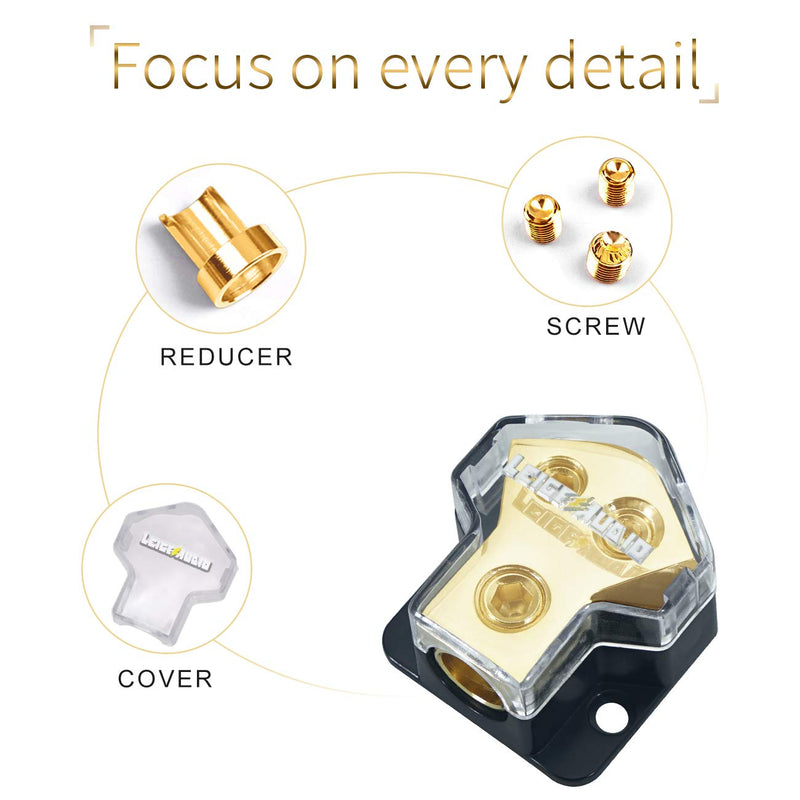 [Australia - AusPower] - LEIGESAUDIO 0/2/4 Gauge in 4/8 Gauge Out 2 Way Amp Copper Power Distribution Block for Car Audio Splitter (1PACK) 1PACK 