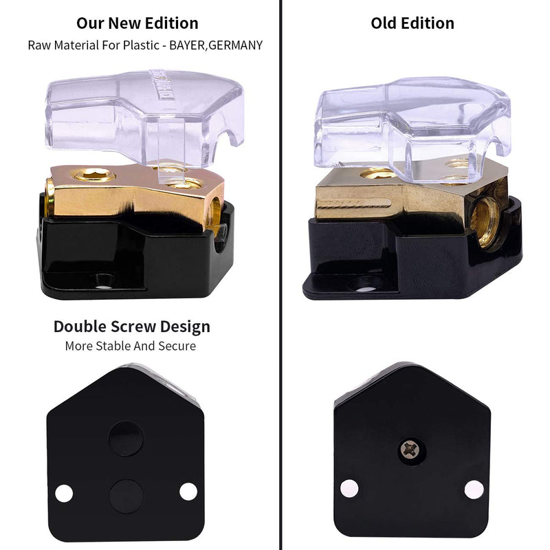 [Australia - AusPower] - LEIGESAUDIO 0/2/4 Gauge in 4/8 Gauge Out 2 Way Amp Copper Power Distribution Block for Car Audio Splitter (1PACK) 1PACK 