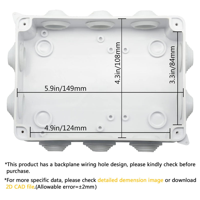 [Australia - AusPower] - LeMotech ABS Plastic Dustproof Waterproof IP65 Junction Box Universal Electrical Project Enclosure White 5.9 x 4.3 x 2.8 inch (150 x 110 x 70 mm) 5.9" x 4.3" x 2.8" 