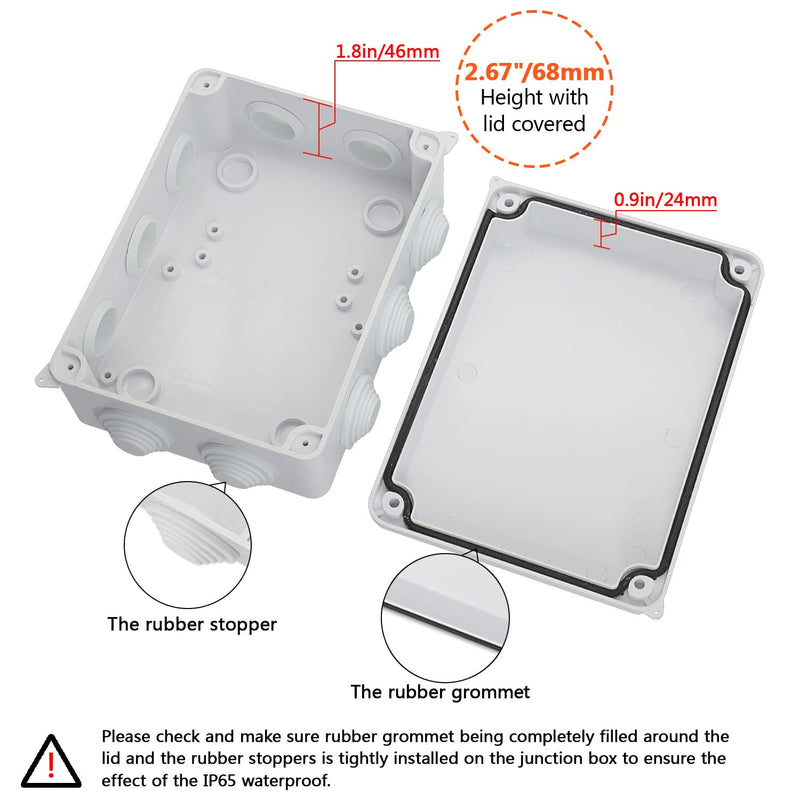 [Australia - AusPower] - LeMotech ABS Plastic Dustproof Waterproof IP65 Junction Box Universal Electrical Project Enclosure White 5.9 x 4.3 x 2.8 inch (150 x 110 x 70 mm) 5.9" x 4.3" x 2.8" 