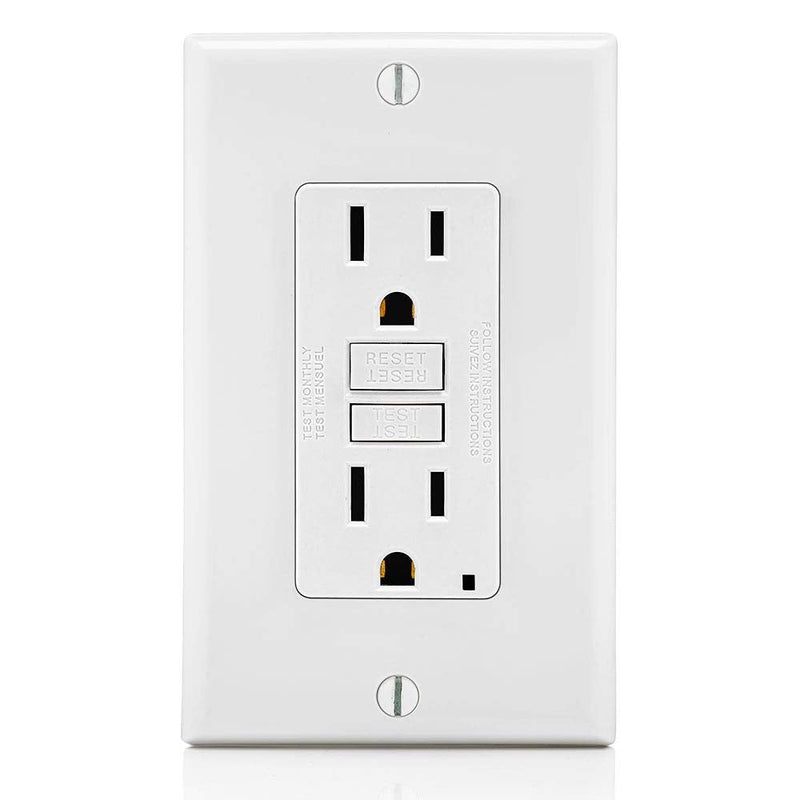 [Australia - AusPower] - Leviton GFNT1-W Self-Test SmartlockPro Slim GFCI Non-Tamper-Resistant Receptacle with LED Indicator, Wallplate Included, 15-Amp, White 15 Amp 