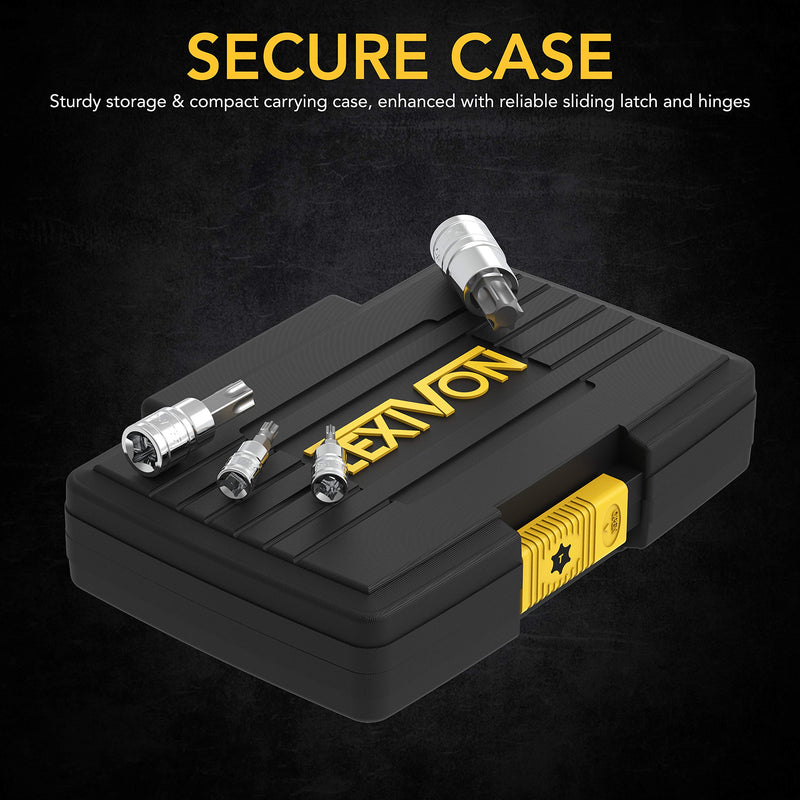 [Australia - AusPower] - LEXIVON Torx Bit Socket Set, Premium S2 Alloy Steel | 13-Piece Star T8 - T60 Set | Enhanced Storage Case (LX-143) 