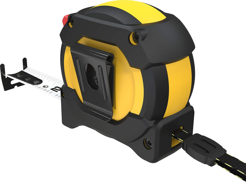 [Australia - AusPower] - LEXIVON 16Ft/5m DuaLock Tape Measure | 1-Inch Wide Blade with Nylon Coating, Matt Finish White & Yellow Dual Sided Rule Print | Ft/Inch/Fractions/Metric (LX-207) 