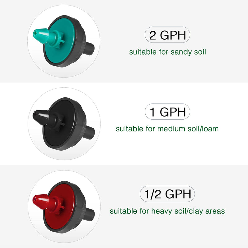 [Australia - AusPower] - LiquiDrip 1 GPH Irrigation Drippers & Drip Emitters Maintain Constant Flow, 1 GPH Pressure Compensating Drippers, 1 GPH Inline Drippers & Drip Irrigation Emitters, 50 Per Bag, Black 