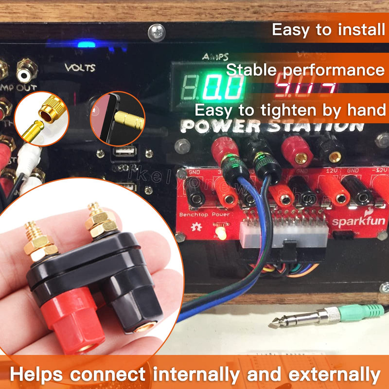 [Australia - AusPower] - 4MM Copper 2-Way Banana Plug Jack Socket Binding Post Video Speaker Terminal Connectors Power Amplifier Dual Gold Plated Insulated Terminals(6Pcs Lkelyonewy) 