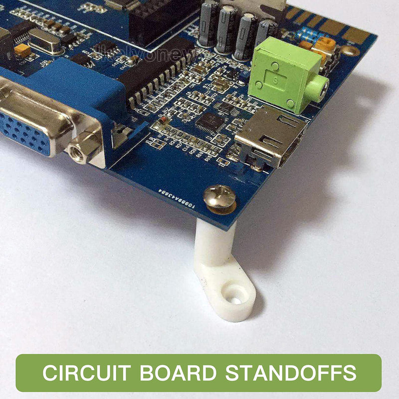 Set of 50 LKELYONEWY plastic circuit board standoffs, mounting hardware with screws and foot-offs for motherboard assembly.