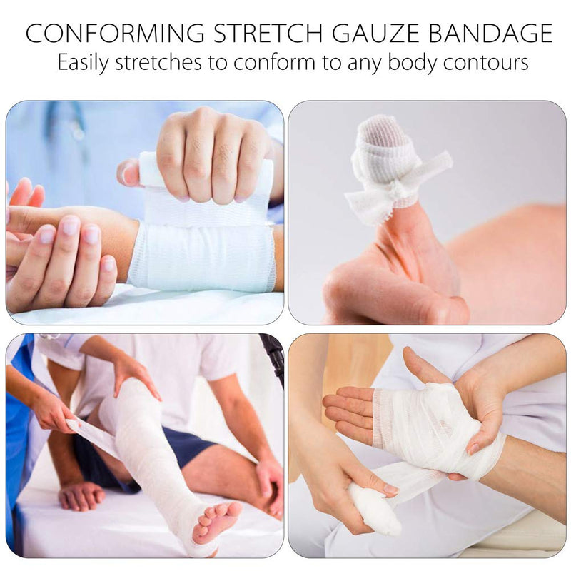 [Australia - AusPower] - LotFancy Gauze Bandage Roll, 36-Count Gauze Wrap, 4" x 4 Yards Stretched Gauze Roll, Conforming Gauze Rolls, Medical Wound Care Supplies for First Aid 36 Count (Pack of 1) 