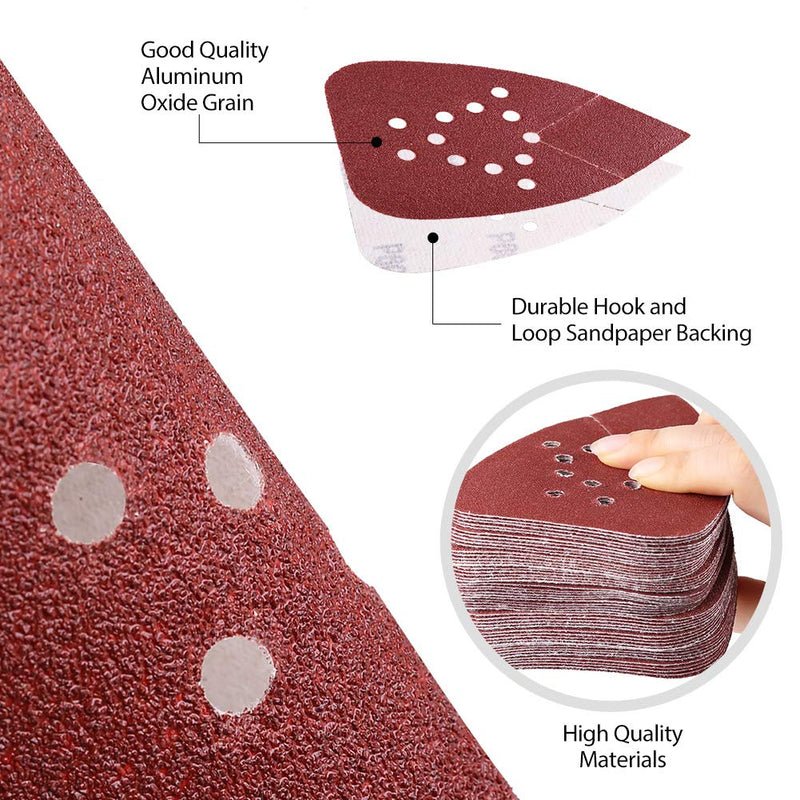 [Australia - AusPower] - 60 Grit Sanding Pads for Black and Decker Mouse Sanders, 12 Holes Hook and Loop Sandpaper - LotFancy Detail Palm Sander Sanding Sheets, Pack of 50 60 Grit 