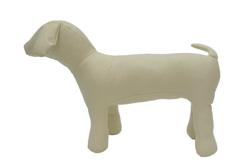[Australia - AusPower] - Lovelonglong PU Leather Dog Mannequins Standing Models to Display for Dog Clothing Pet Shop Beige/Black M (Small Dog) 10inch Back, 15inch Chest 