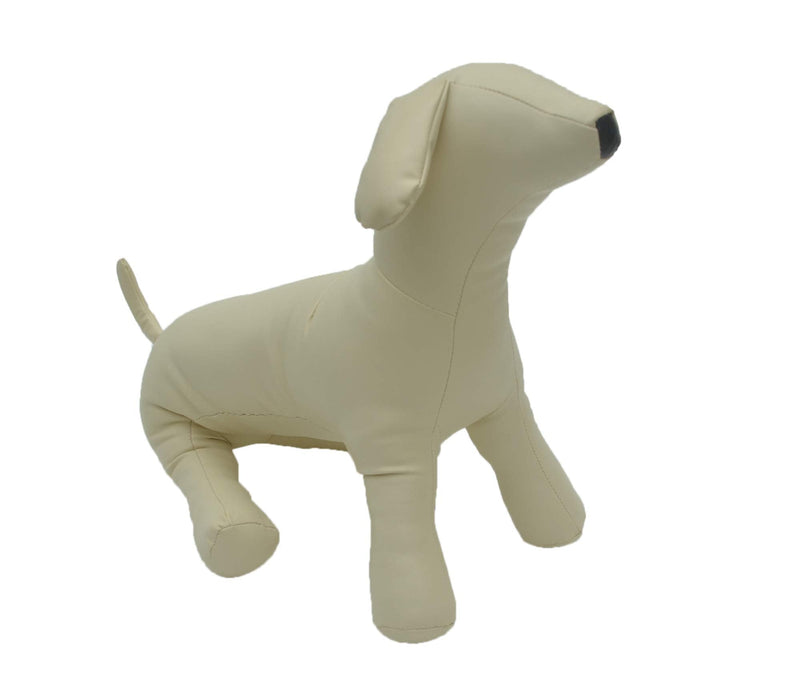[Australia - AusPower] - Lovelonglong PU Leather Dog Mannequins Standing Models to Display for Dog Clothing Pet Shop Beige/Black M (Small Dog) 10inch Back, 15inch Chest 