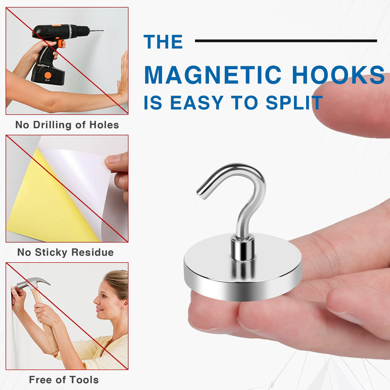 LOVIMAG heavy-duty magnetic hooks, 4-pack, strong 100 lb capacity, ideal for hanging tools, kitchen, office, and cruise accessories.