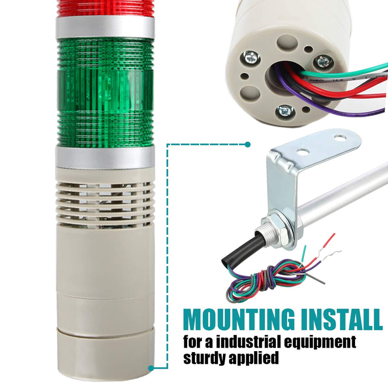 [Australia - AusPower] - LUBAN Industrial Signal Light Tower, Column LED Alarm Tower Lamp Light Flash Indicator, 1-Layer Stack LED Warning Light with Buzzer for Safety (110V/Steady ON Light) 110V without Buzzer 