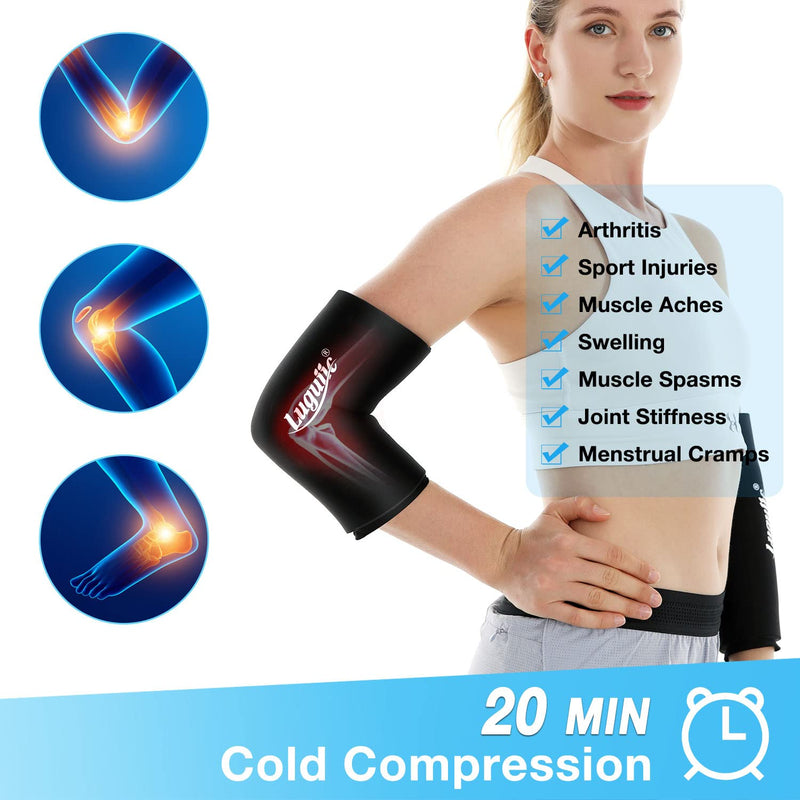 [Australia - AusPower] - Luguiic Knee & Elbow Ice Pack Cold Compression Sleeve Reusable for Injury - Flexible Cold Wrap for Pain and Injuries of Knee Elbow Ankle Calf for Meniscus, ACL, MCL, Bursitis Pain Relief Medium 