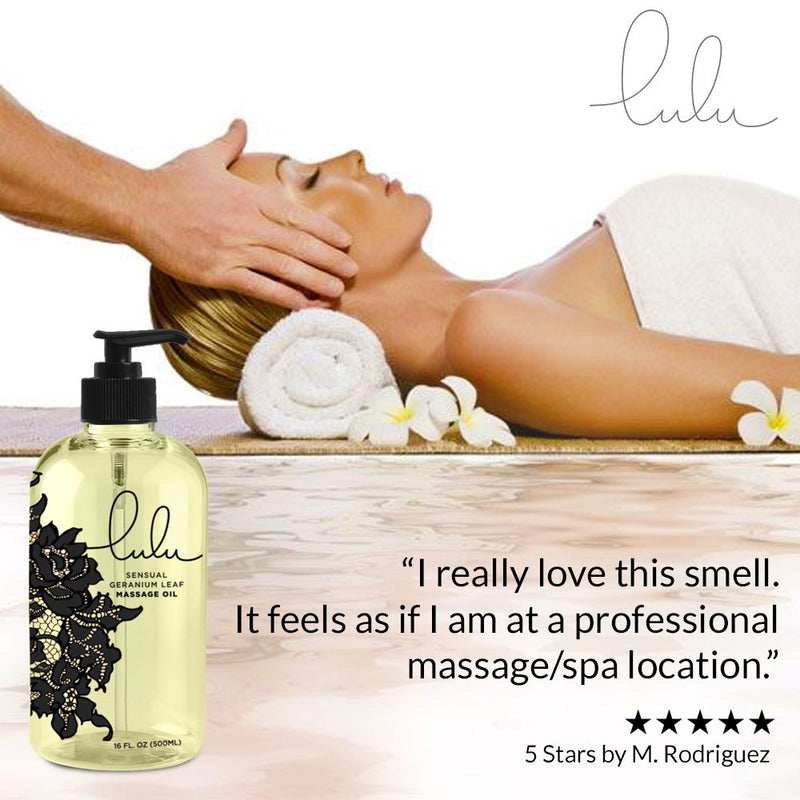 [Australia - AusPower] - Lulu Massage Oil 16 Ounces for Luxurious Relaxing Body Massages. Scented with Premium Natural Aromatherapy Essential and Sweet Almond Oils Lotion. USA Made. 