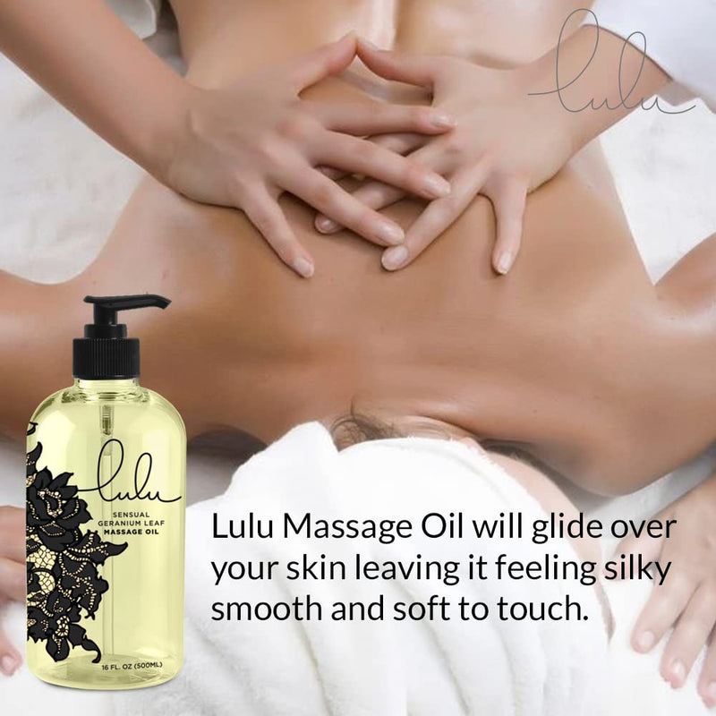 [Australia - AusPower] - Lulu Massage Oil 16 Ounces for Luxurious Relaxing Body Massages. Scented with Premium Natural Aromatherapy Essential and Sweet Almond Oils Lotion. USA Made. 