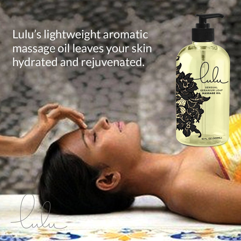 [Australia - AusPower] - Lulu Massage Oil 16 Ounces for Luxurious Relaxing Body Massages. Scented with Premium Natural Aromatherapy Essential and Sweet Almond Oils Lotion. USA Made. 