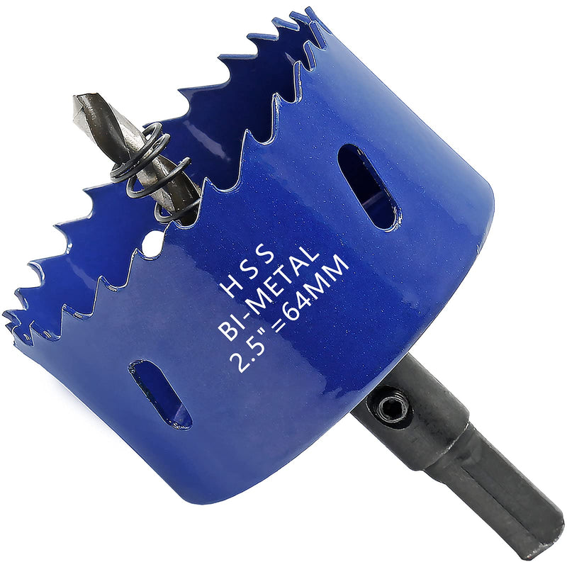 [Australia - AusPower] - Luomorgo 64mm/2-1/2 inch Hole Saw, 1 1/4 inch Cutting Depth HSS Bi-Metal Hole Cutter for Wood Cornhole Boards Plastic Drywall & Metal Sheet 2-1/2" / 64mm Blue 
