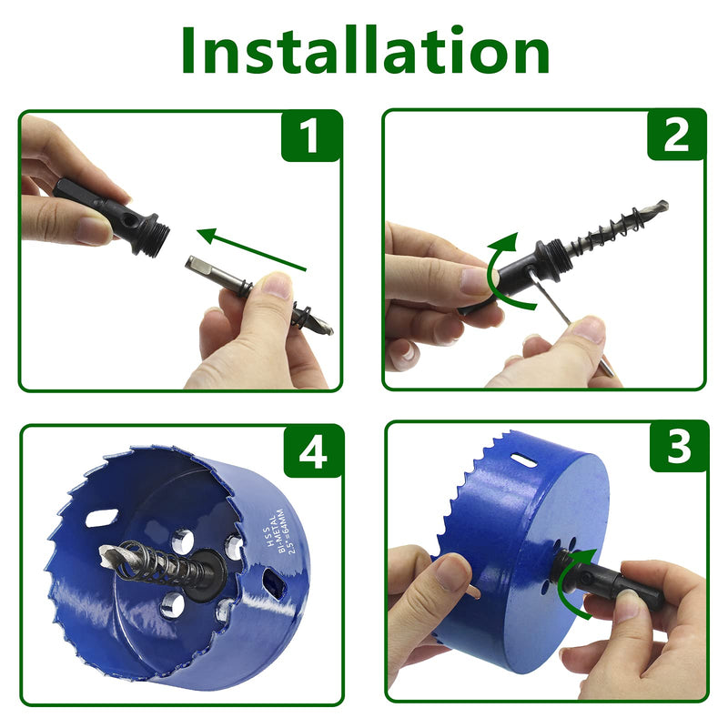[Australia - AusPower] - Luomorgo 64mm/2-1/2 inch Hole Saw, 1 1/4 inch Cutting Depth HSS Bi-Metal Hole Cutter for Wood Cornhole Boards Plastic Drywall & Metal Sheet 2-1/2" / 64mm Blue 
