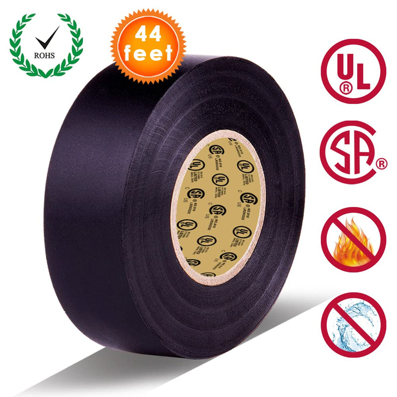[Australia - AusPower] - Black Electrical Tape by LYLTECH, 44 feet x 3/4 inch x 7 mils-600V,Pass UL/CSA Certification. Waterproof,Flame Retardant,Strong Adhesive, 14? to 176?(Black) 