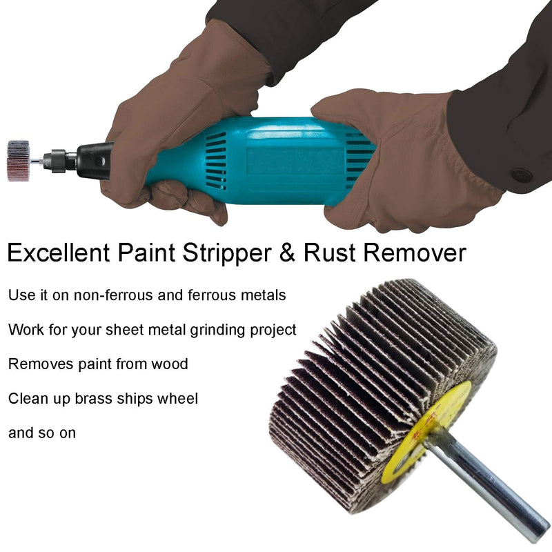 [Australia - AusPower] - M-jump 12 Pcs 2”X 1” X1/4” Flap Wheels Set –3 pcs Of Each 40 60 80 and 120 Grits Aluminum Oxide for Remove Rust and Weld Burr – 1/4 Shank Fits All Drills 