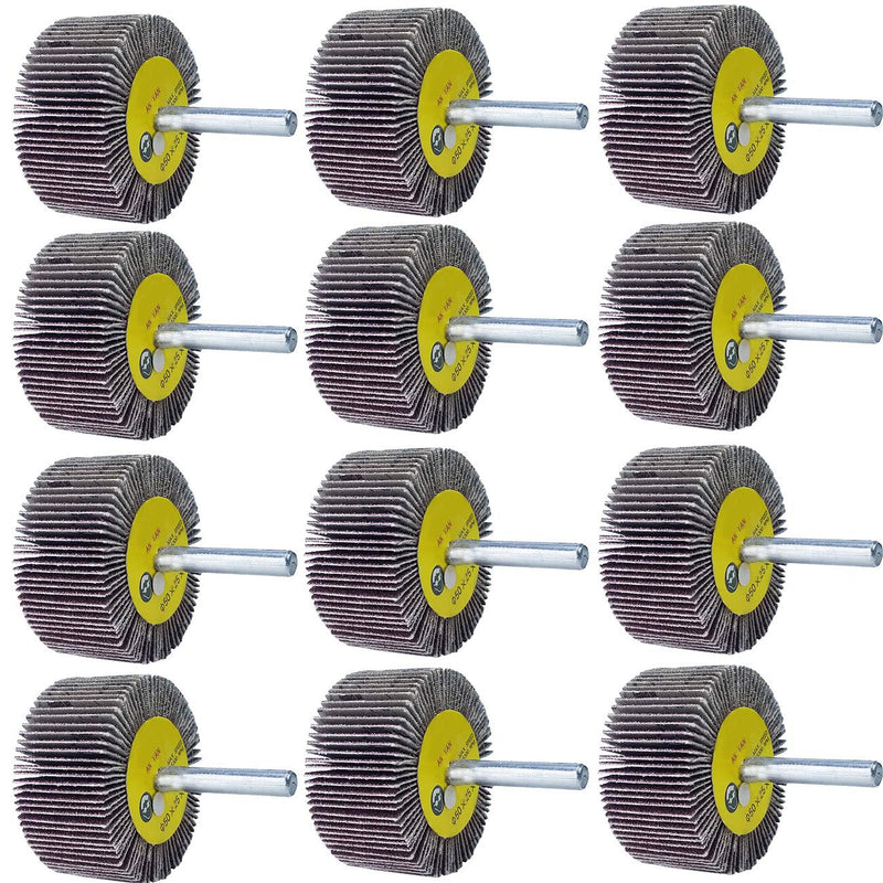 [Australia - AusPower] - M-jump 12 Pcs 2”X 1” X1/4” Flap Wheels Set –3 pcs Of Each 40 60 80 and 120 Grits Aluminum Oxide for Remove Rust and Weld Burr – 1/4 Shank Fits All Drills 