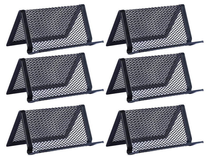 [Australia - AusPower] - Business Card Holder for Desk, Mesh Business Cards Holders, Business Card Stand - Black - 6 Pack 