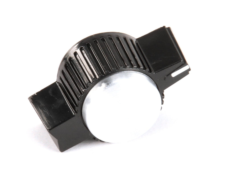 Market Forge control knob for drain valve showing a close-up of the black plastic knob with metal fittings.