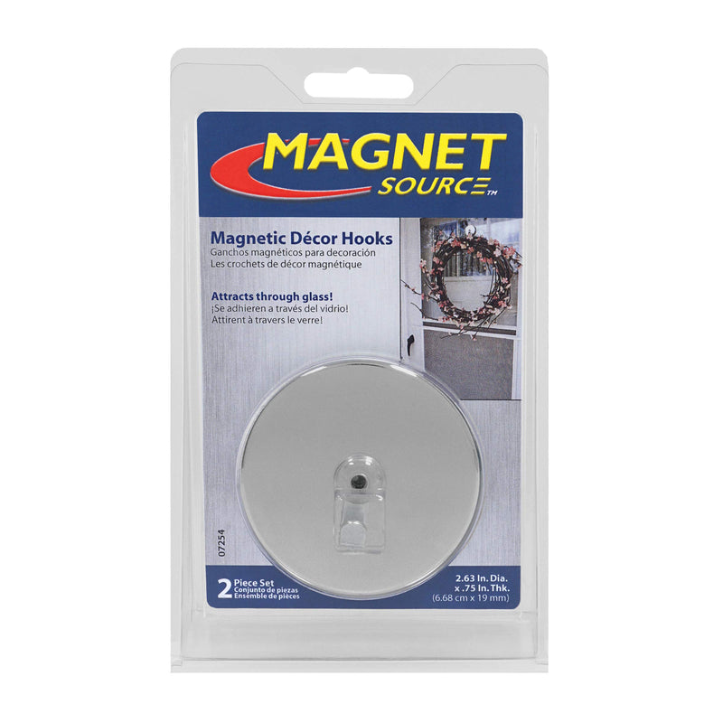 Master Magnetics magnetic hook with chrome finish, 2.63-inch diameter, decorative silver hook for versatile hanging and organization.