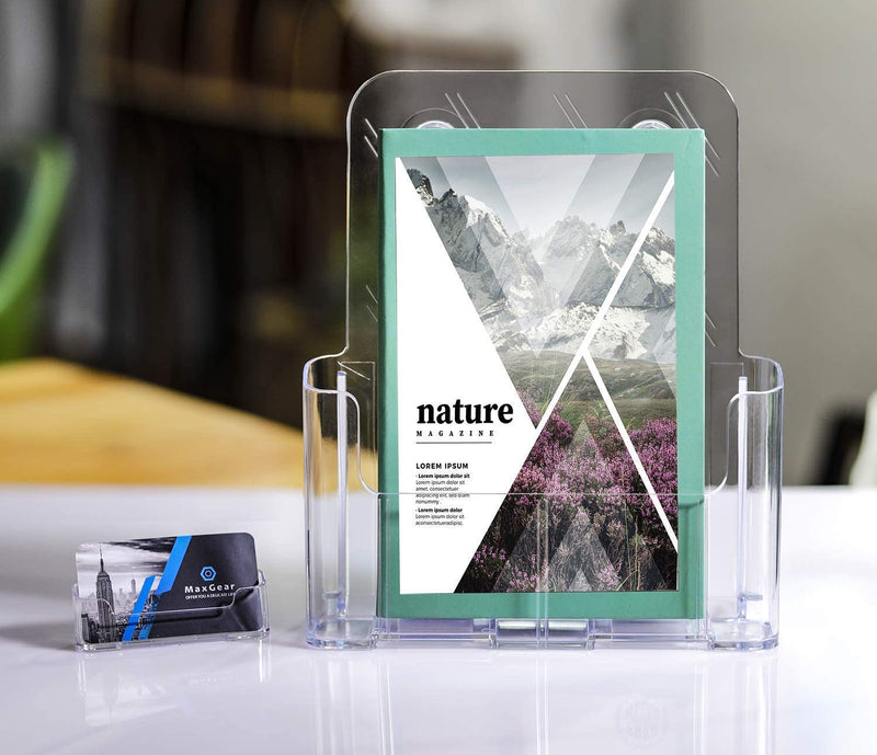 [Australia - AusPower] - MaxGear 2 Pack 8.5x11 inches Flyer Holder Brochure Holders, 3 Pack 4-Inch Wide 4 Tier Clear Literature Holder Premium Acrylic Multi Pocket Display Stand 