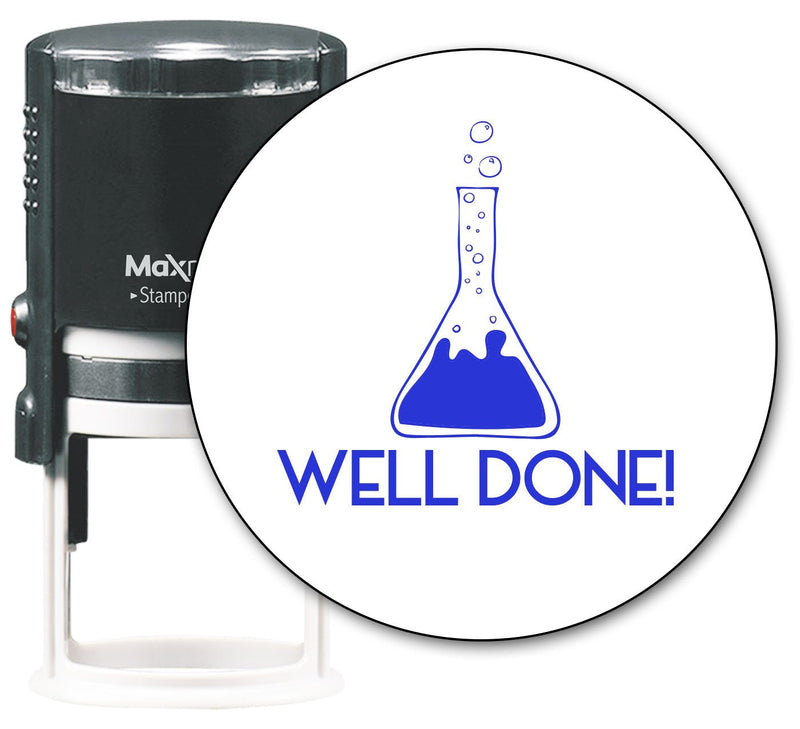 [Australia - AusPower] - MaxMark Round Teacher Self Inking Stamp - Well Done! - Jumbo Series, Style TS305 with Blue Ink Ts305 - Well Done! 