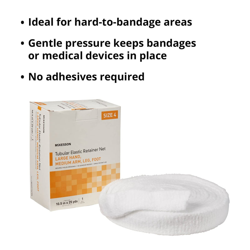 [Australia - AusPower] - McKesson Tubular Elastic Retainer Net Dressing, Non-Sterile, Hand, Arm, Leg, Foot, Size 4, 10 1/2 in x 25 yd, 1 Count, 1 Pack Size 4 1 Count 
