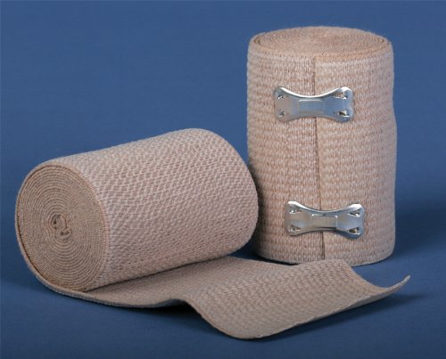 [Australia - AusPower] - Medline MDS046004ZZ Bandage, Elastic, Soft-Wrap, 4" x 5 yd, Clips (Pack of 10) 4 Inch X 5 yd. 