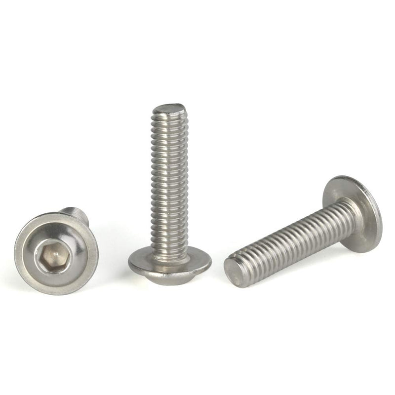 [Australia - AusPower] - M3-0.5 x 6mm Flanged Button Head Socket Cap Screw Bolts, 304 Stainless Steel 18-8, Allen Socket Drive, Bright Finish, Fully Machine Threaded, Pack of 100 M3-0.5 × 6MM (100 PCS) 