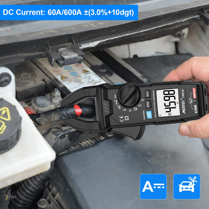 [Australia - AusPower] - MESTEK Digital Clamp Meter Multimeter T-RMS 6000 Counts, AC/DC Current and AC/DC Voltage Tester with Amp, Volt, Ohm, Temperature, Continuity, Diode and Resistance Test, Auto-ranging Black New 