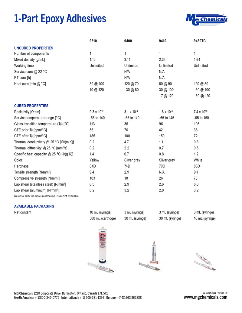 [Australia - AusPower] - MG Chemicals 9310 One-Part Epoxy General Purpose Adhesive, High Tg, 10 milliliters Dispenser 