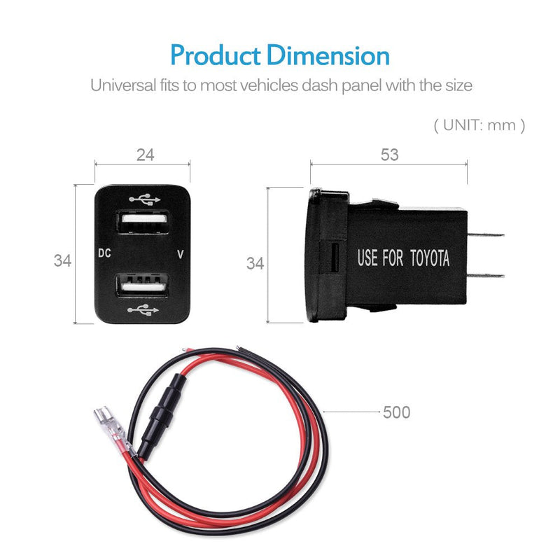 [Australia - AusPower] - MICTUNING 2.1A Dual USB Charger Power Socket with Digital Voltmeter Blue LED Light for Smartphone iPhone iPad PDA Laptop GPS Replacement for Toyota 