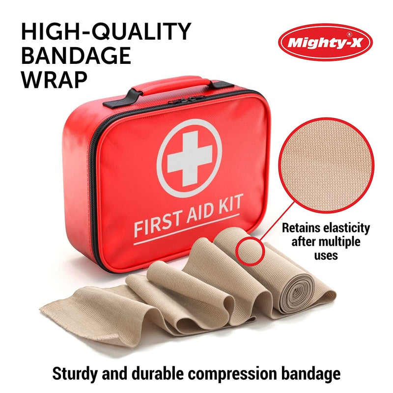 [Australia - AusPower] - Premium Elastic Bandage Wrap - 8 Pack + 24 Extra Clips - Durable Compression Bandage (4X - 3 inch, 4X - 4 inch Rolls) Stretches up to 15ft in Length 