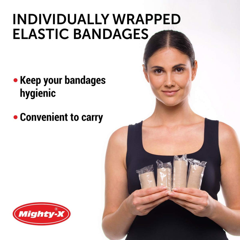 [Australia - AusPower] - Premium Elastic Bandage Wrap - 8 Pack + 24 Extra Clips - Durable Compression Bandage (4X - 3 inch, 4X - 4 inch Rolls) Stretches up to 15ft in Length 