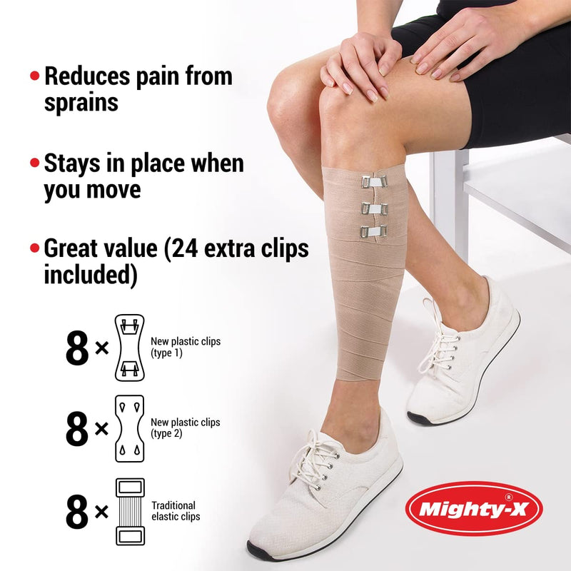 [Australia - AusPower] - Premium Elastic Bandage Wrap - 8 Pack + 24 Extra Clips - Durable Compression Bandage (4X - 3 inch, 4X - 4 inch Rolls) Stretches up to 15ft in Length 