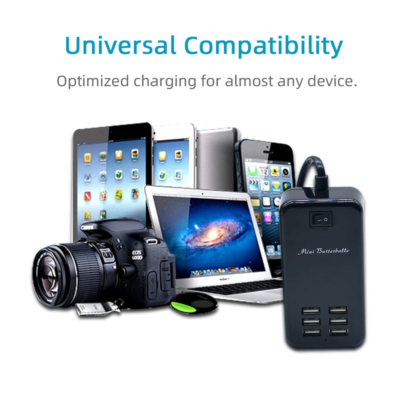 [Australia - AusPower] - USB Charger Station, 6 Port Desktop Charging Station for Multiple Devices, Wall Power Strip with Switch 