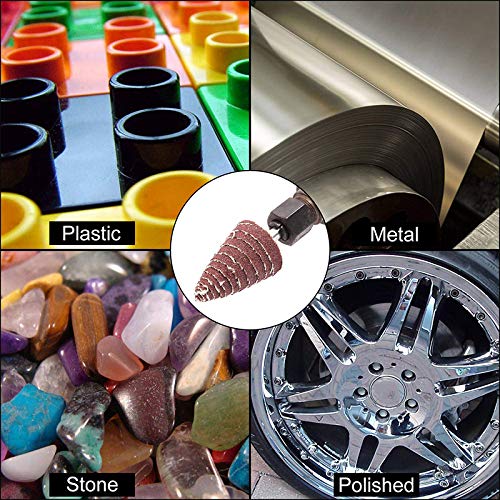 [Australia - AusPower] - Mixiflor 40Pcs Cone Shape Abrasive Sandpaper 1/4 Inch Shank Flap Wheels, 80/120/180/240/320 Grits Aluminum Oxide for Removing Rust, Deburring, Polishin 