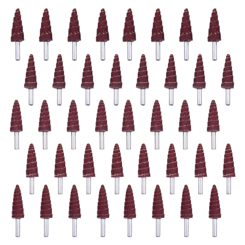 [Australia - AusPower] - Mixiflor 40Pcs Cone Shape Abrasive Sandpaper 1/4 Inch Shank Flap Wheels, 80/120/180/240/320 Grits Aluminum Oxide for Removing Rust, Deburring, Polishin 