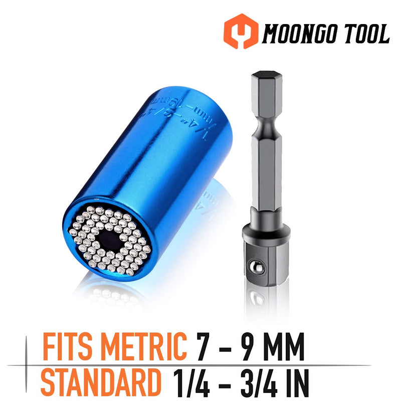 [Australia - AusPower] - Moongo Tool Universal Socket, Gifts for Dad from Daughter Son - Christmas Gifts for Men, Father/Dad, DIY Handyman, Husband, Guys, Boyfriend, Him, Unique Tools for Men (7-19mm) Power Drill Adapter Grip-blue 