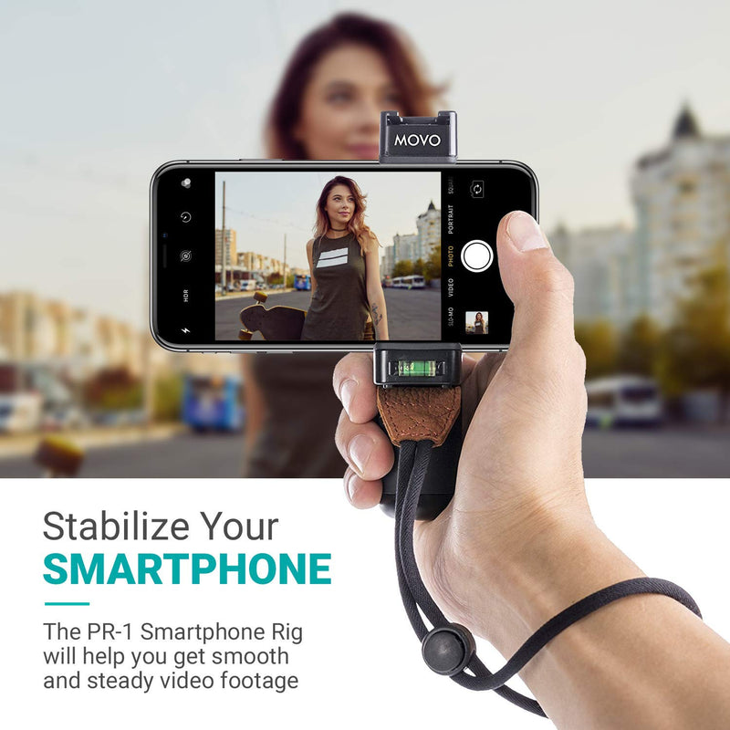 [Australia - AusPower] - Movo PR-1 Smartphone Grip Handle Rig with Wrist Strap, Tripod Mount and Cold Shoe Mount for Lights and Microphones - for iPhone, Samsung, HTC, LG, Google, Android 