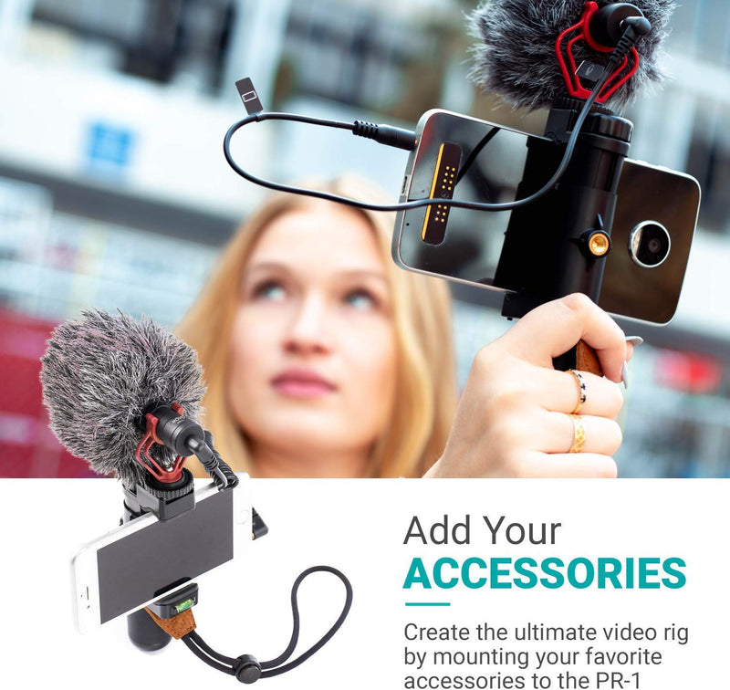 [Australia - AusPower] - Movo PR-1 Smartphone Grip Handle Rig with Wrist Strap, Tripod Mount and Cold Shoe Mount for Lights and Microphones - for iPhone, Samsung, HTC, LG, Google, Android 