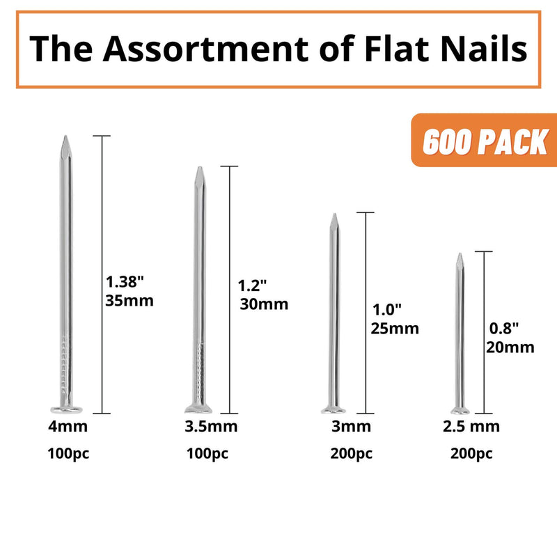 [Australia - AusPower] - Mr. Pen- Nail Assortment Kit, 600pc, Small Nails, Nails, Nails for Hanging Pictures, Picture Hanging Nails, Finishing Nails, Hanging Nails, Picture Nails, Wall Nails for Hanging, Pin Nails 