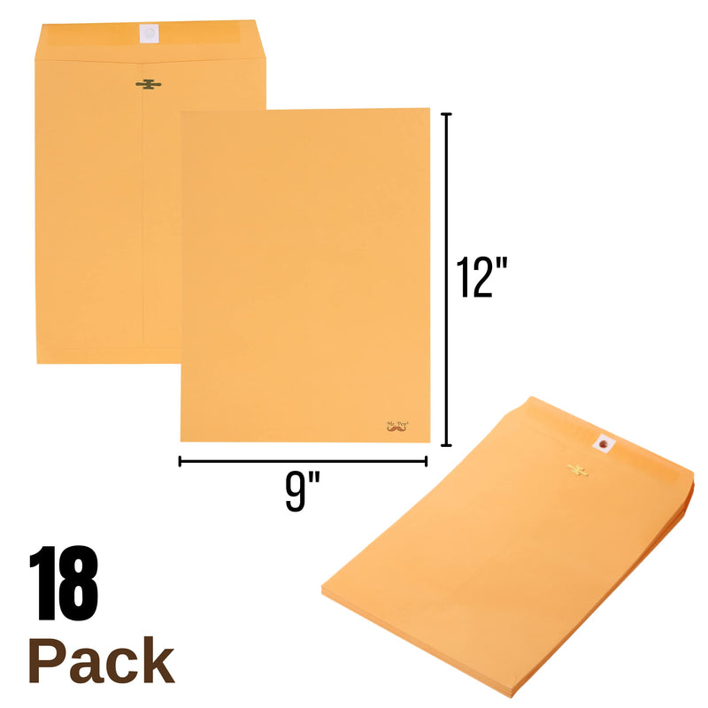 [Australia - AusPower] - Mr. Pen- Clasp Envelopes,18 Pack, 9x12, Brown Kraft, Letter Size Envelopes, Brown Envelopes, Document Envelope, Clasp Kraft Envelopes, Clasp and Gummed Closure Envelopes. 